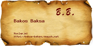Bakos Baksa névjegykártya